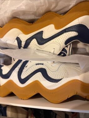MSCHF015 Men's White & Navy Sneakers with Gum Sole